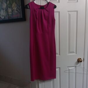 Stella & Julie Pink Sheath Pleated Midi Dress